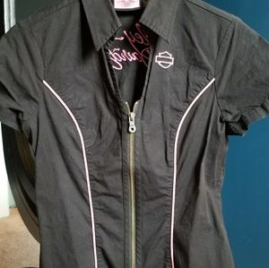 Harley Davidson Fitted zip up breast cancer aware